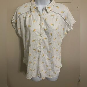 White Top with Pineapple Print